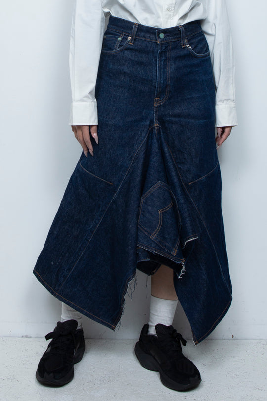 DENIM DOUBLE FLARE SKIRT