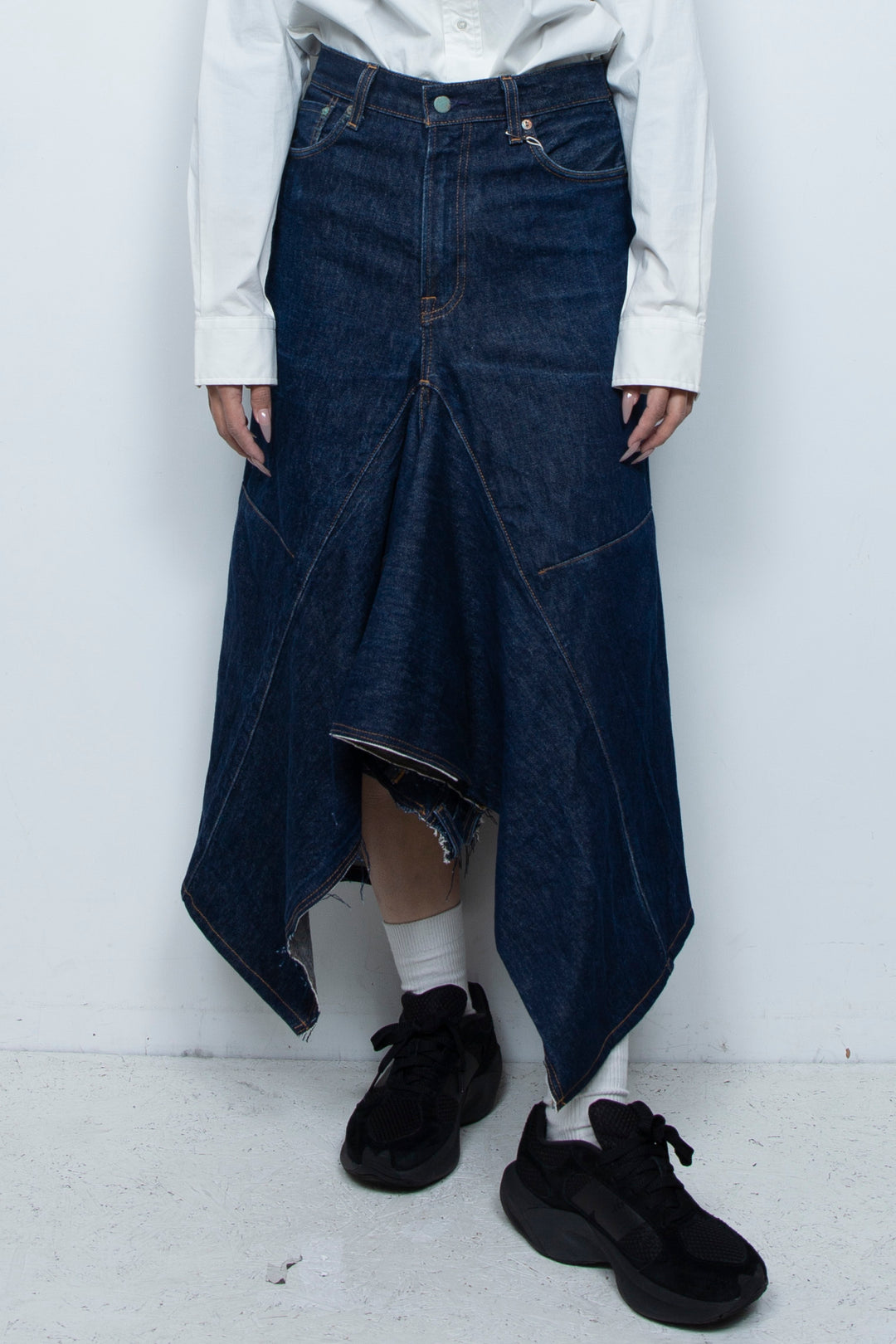 DENIM DOUBLE FLARE SKIRT
