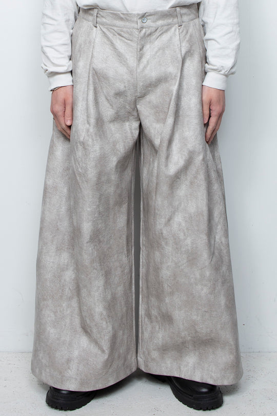 Leather-Look Wide Pants LA25AW012 WHITE