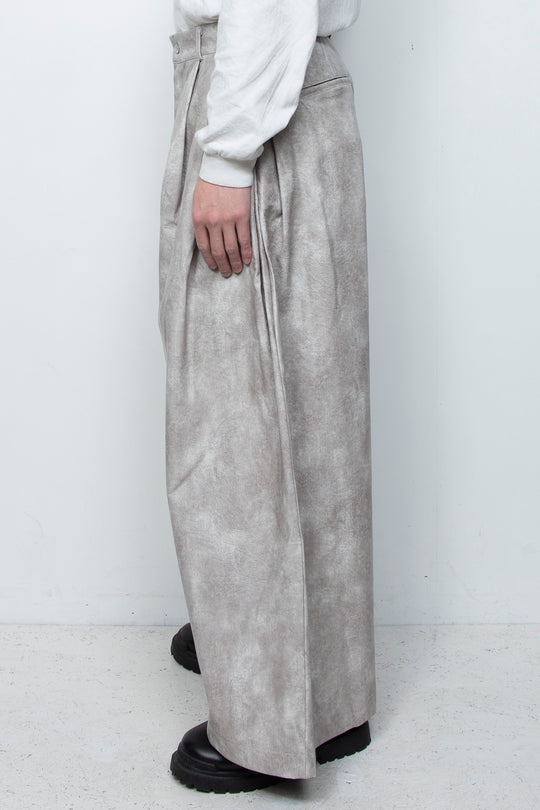 Leather-Look Wide Pants LA25AW012 WHITE