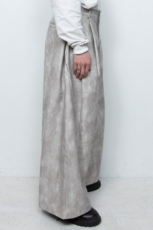 Leather-Look Wide Pants LA25AW012 WHITE