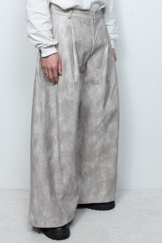 Leather-Look Wide Pants LA25AW012 WHITE