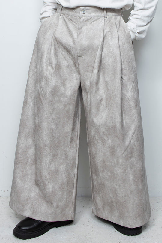 Leather-Look Wide Pants LA25AW012 WHITE