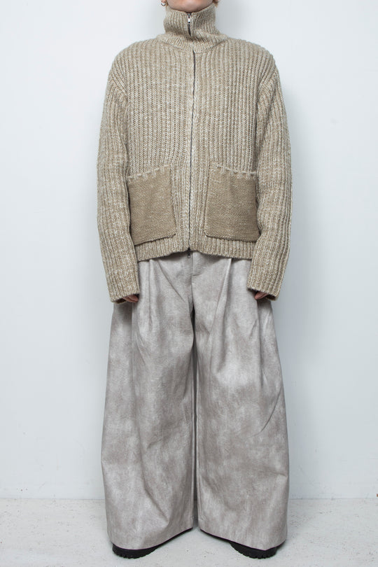 High Neck Knit Jacket LA25AW003 BEIGE