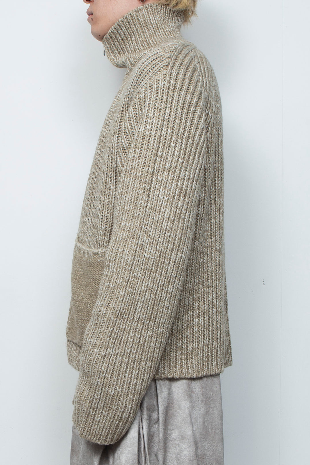 High Neck Knit Jacket LA25AW003 BEIGE