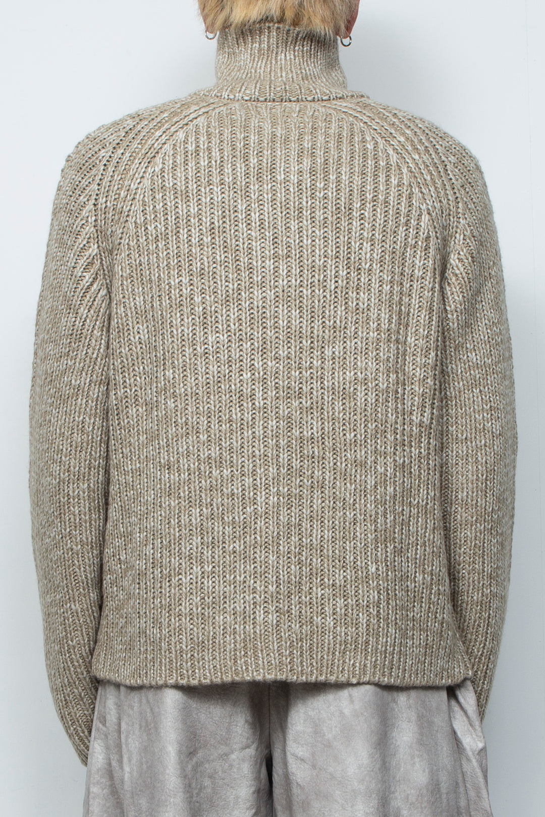 High Neck Knit Jacket LA25AW003 BEIGE
