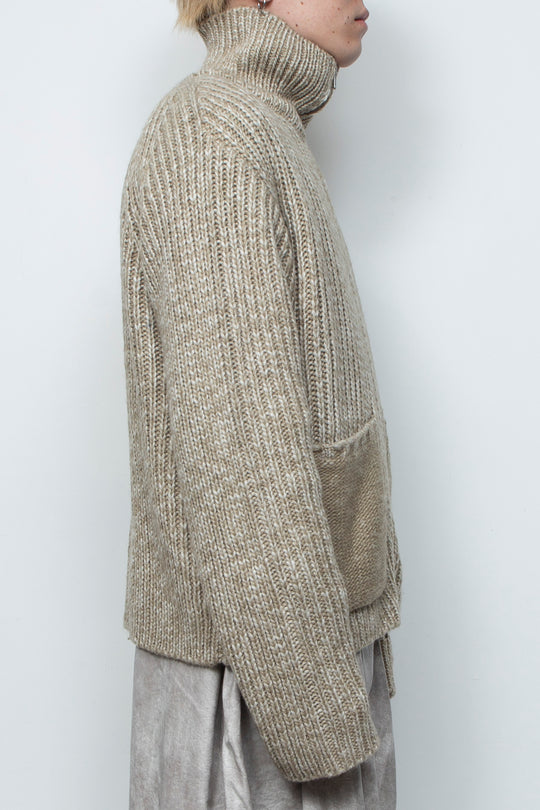 High Neck Knit Jacket LA25AW003 BEIGE
