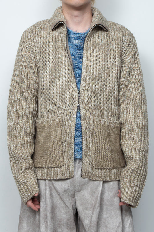 High Neck Knit Jacket LA25AW003 BEIGE