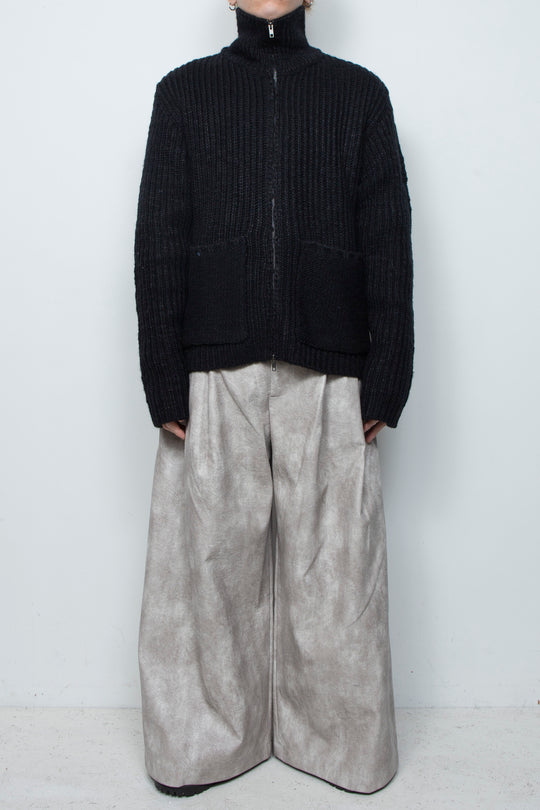 High Neck Knit Jacket LA25AW003 BLACK