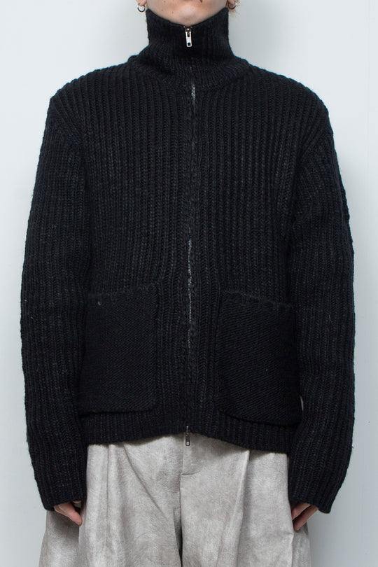 High Neck Knit Jacket LA25AW003 BLACK