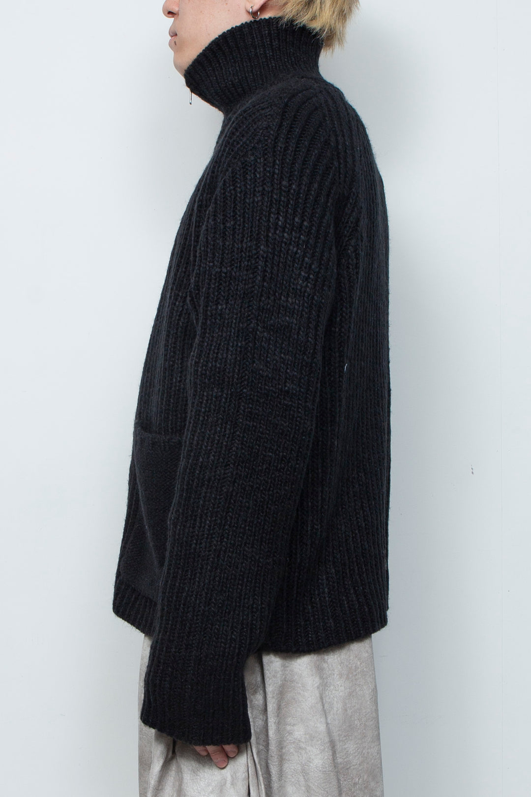 High Neck Knit Jacket LA25AW003 BLACK