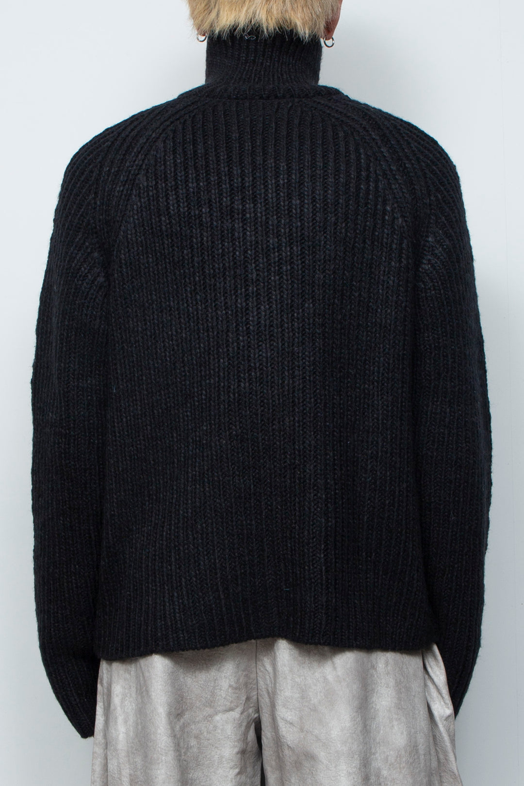 High Neck Knit Jacket LA25AW003 BLACK