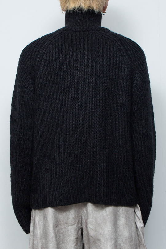 High Neck Knit Jacket LA25AW003 BLACK