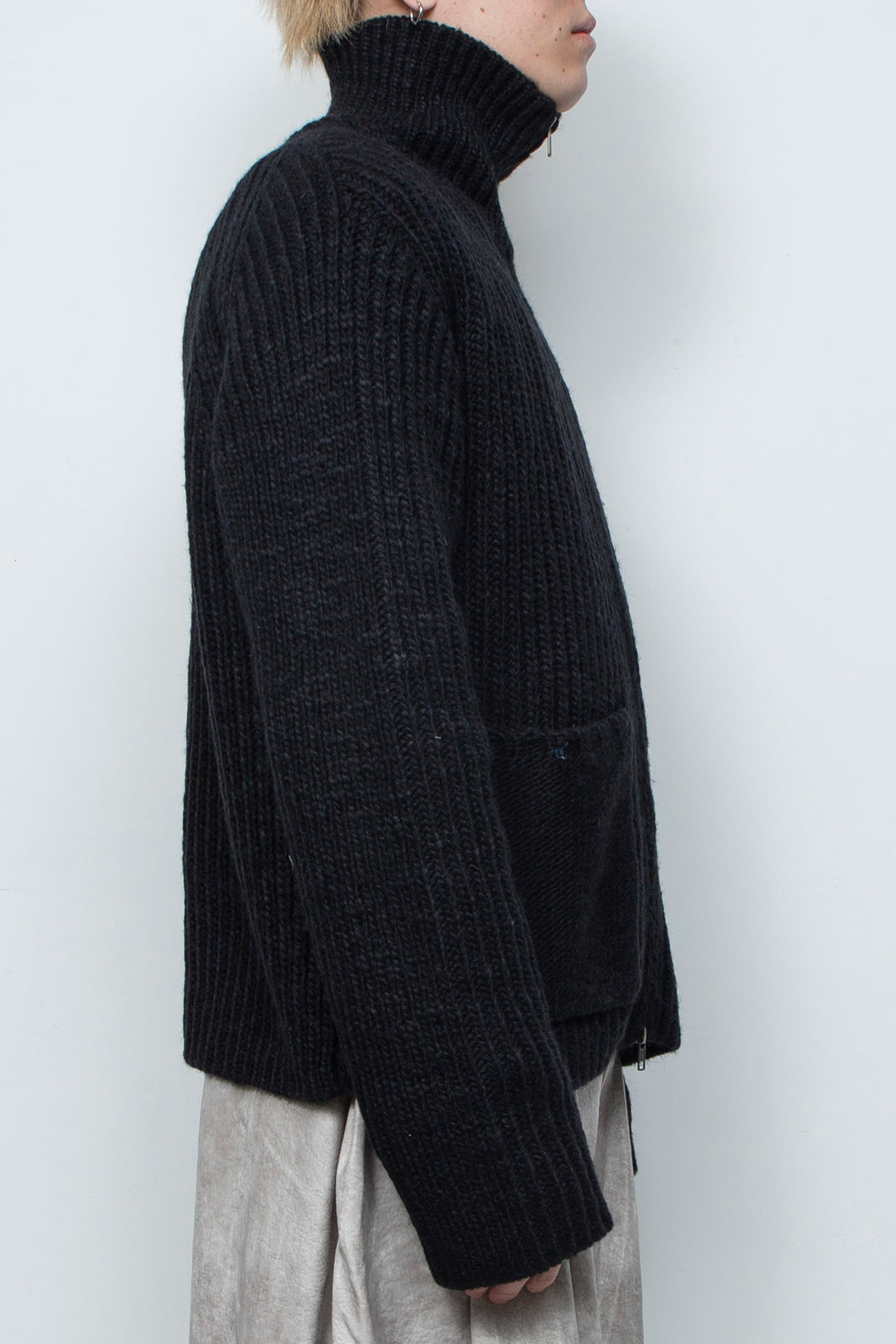 High Neck Knit Jacket LA25AW003 BLACK
