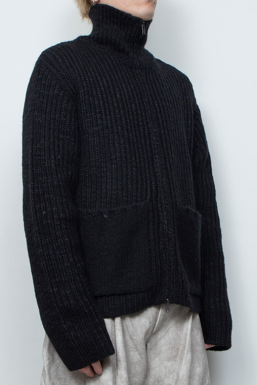 High Neck Knit Jacket LA25AW003 BLACK
