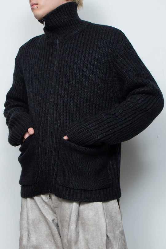 High Neck Knit Jacket LA25AW003 BLACK