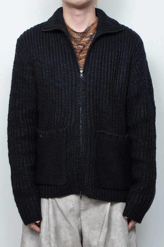 High Neck Knit Jacket LA25AW003 BLACK
