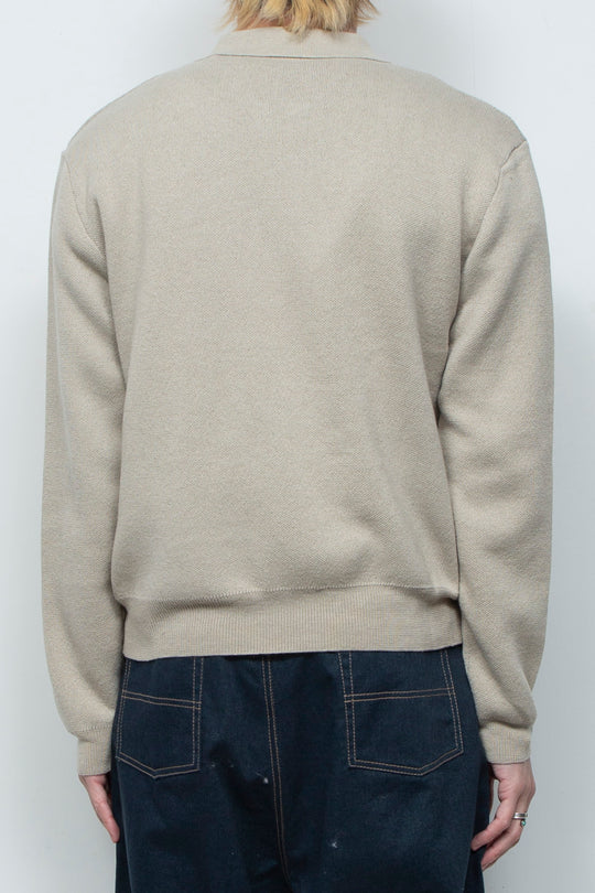 Tie Hook Flower Two tone Sweater CAMEL