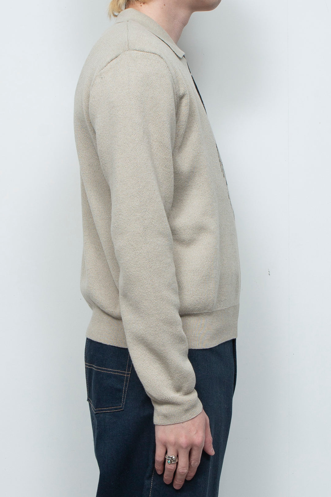 Tie Hook Flower Two tone Sweater CAMEL