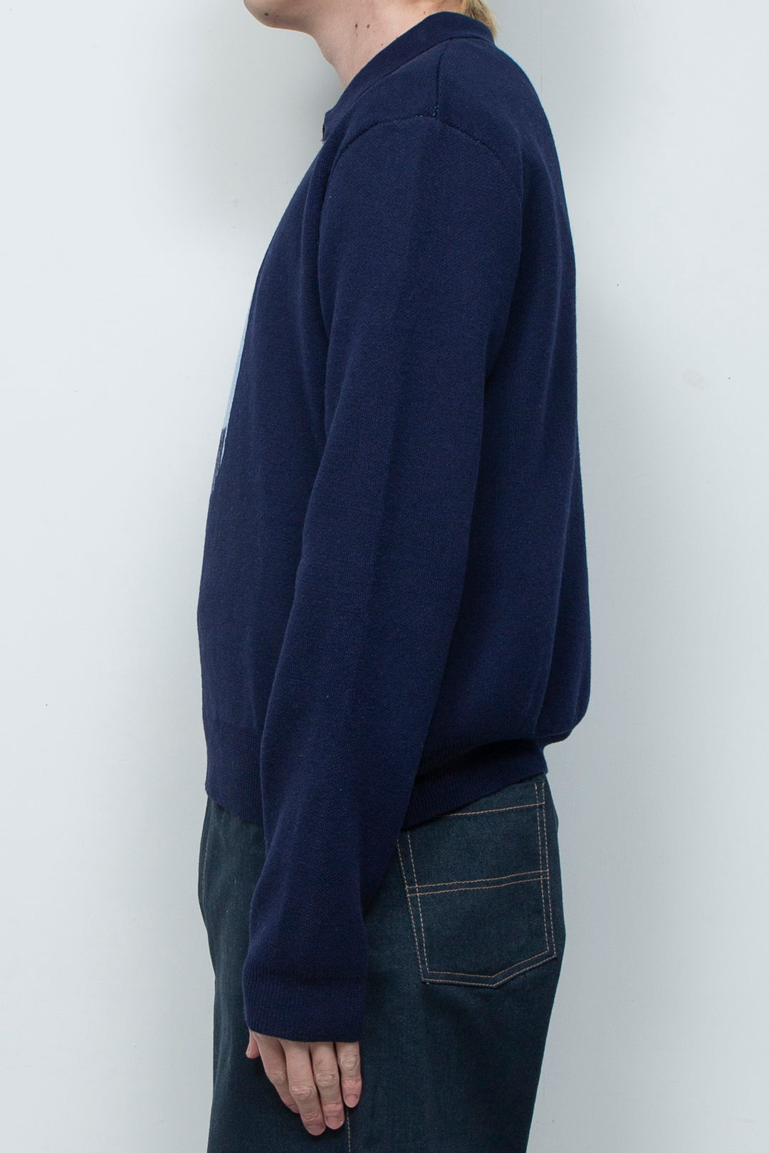 Tie Hook Flower Two tone Sweater BLUE
