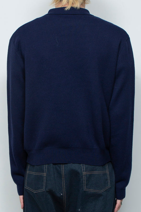 Tie Hook Flower Two tone Sweater BLUE