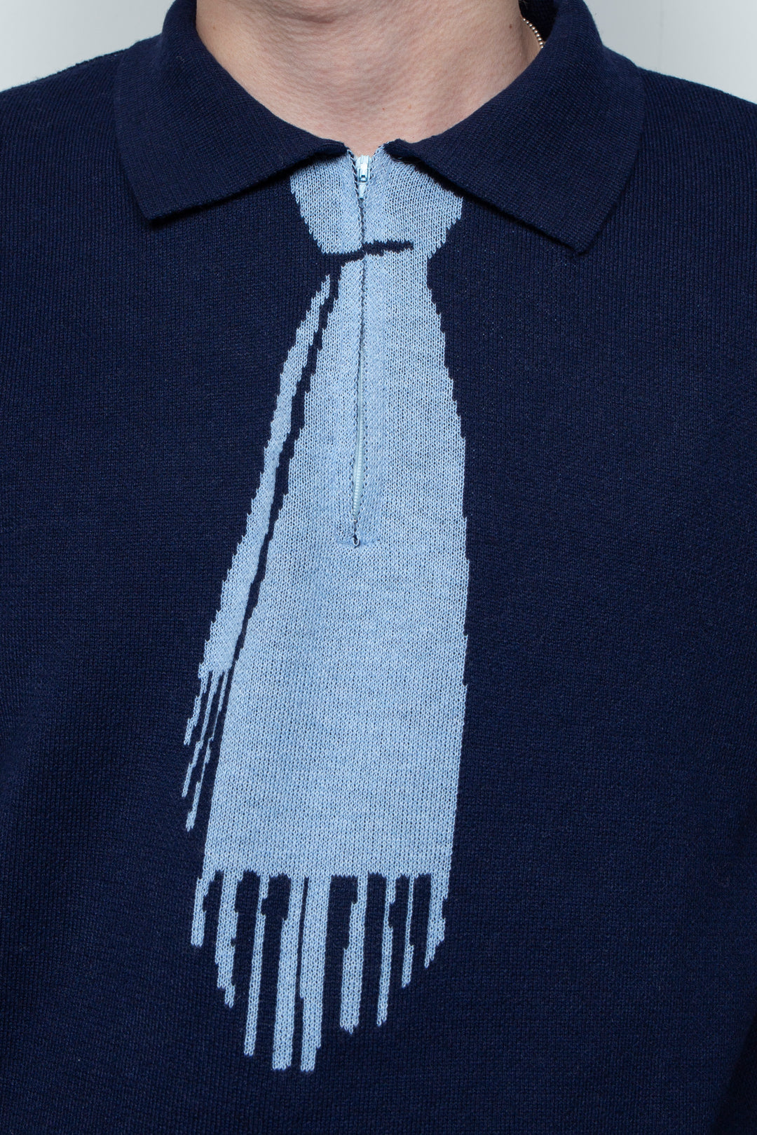 Tie Hook Flower Two tone Sweater BLUE