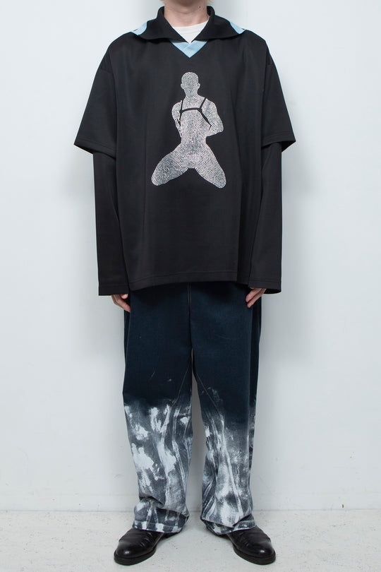 Flash diamond double-layer silhouette jersey