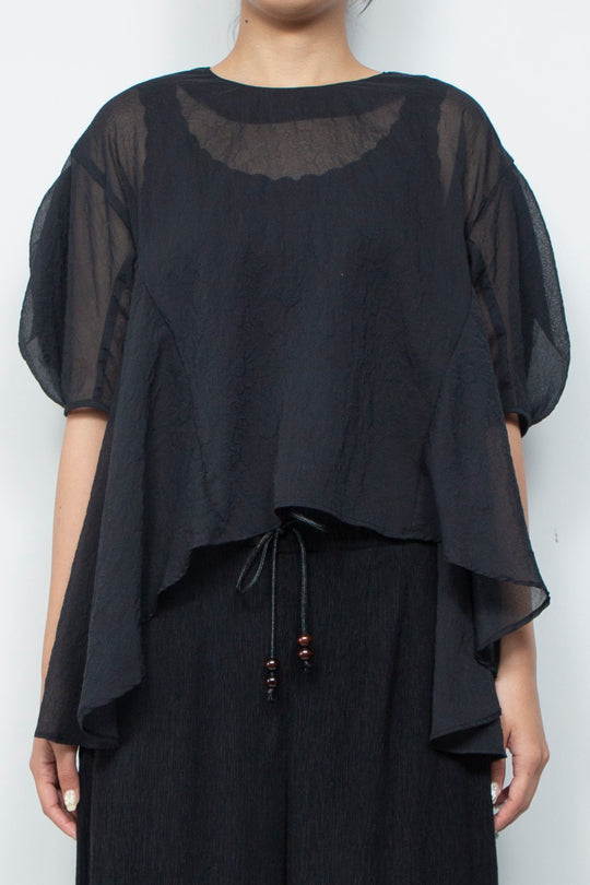 Airy Bloom Blouse Kinari Black