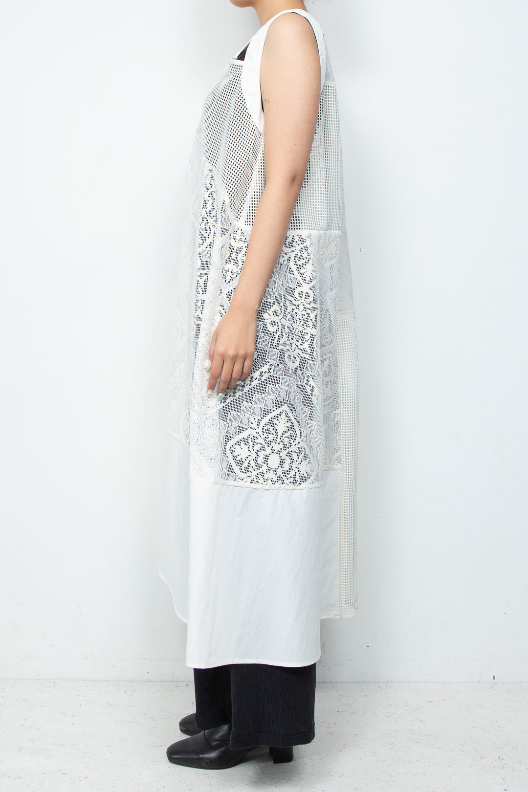 Lace Patchwork Dress Whtie