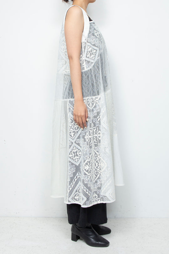 Lace Patchwork Dress Whtie