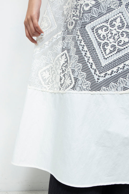 Lace Patchwork Dress Whtie