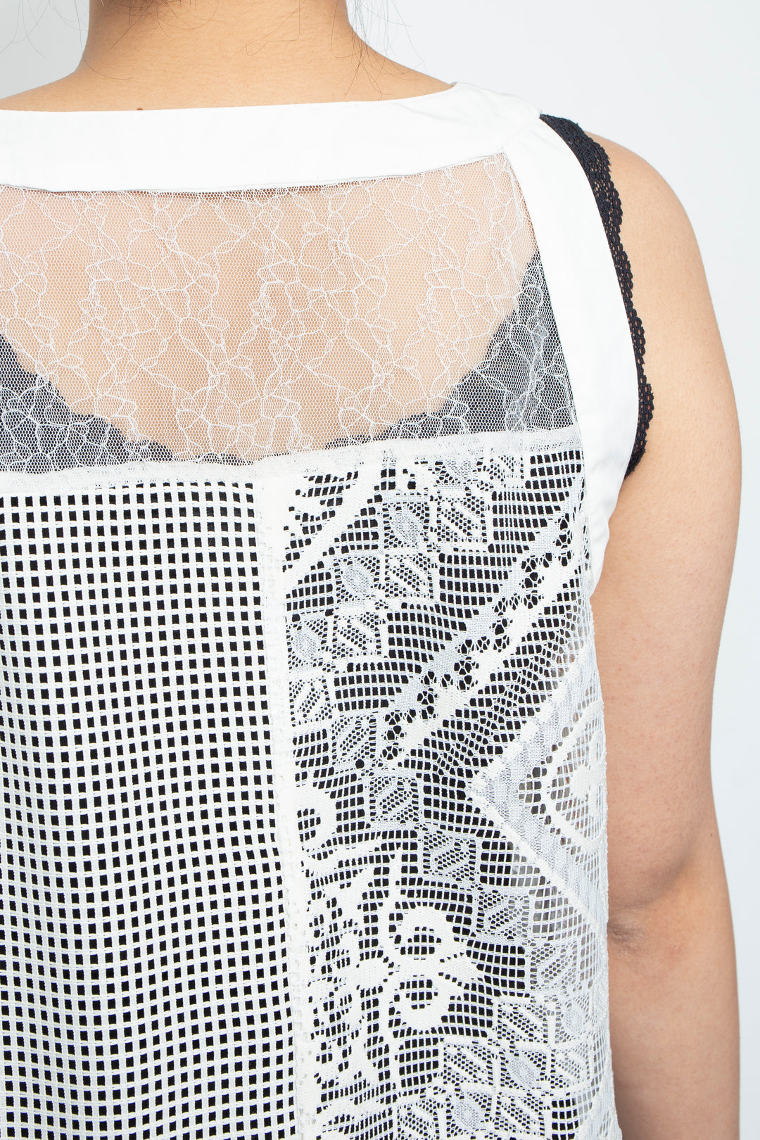 Lace Patchwork Dress Whtie