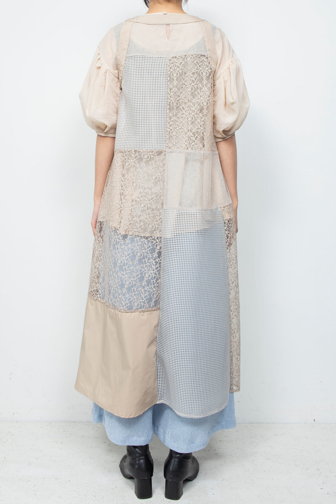 Lace Patchwork Dress Mist Beige