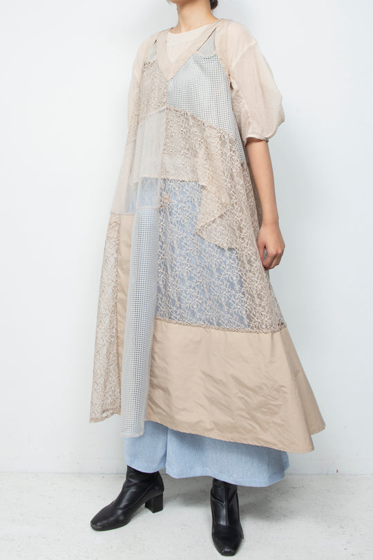 Lace Patchwork Dress Mist Beige