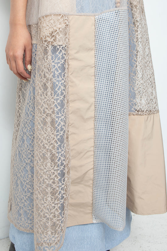 Lace Patchwork Dress Mist Beige