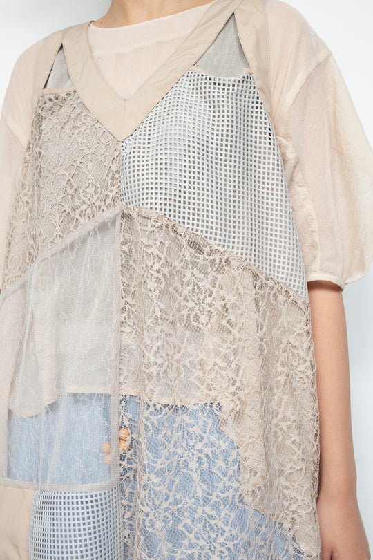 Lace Patchwork Dress Mist Beige