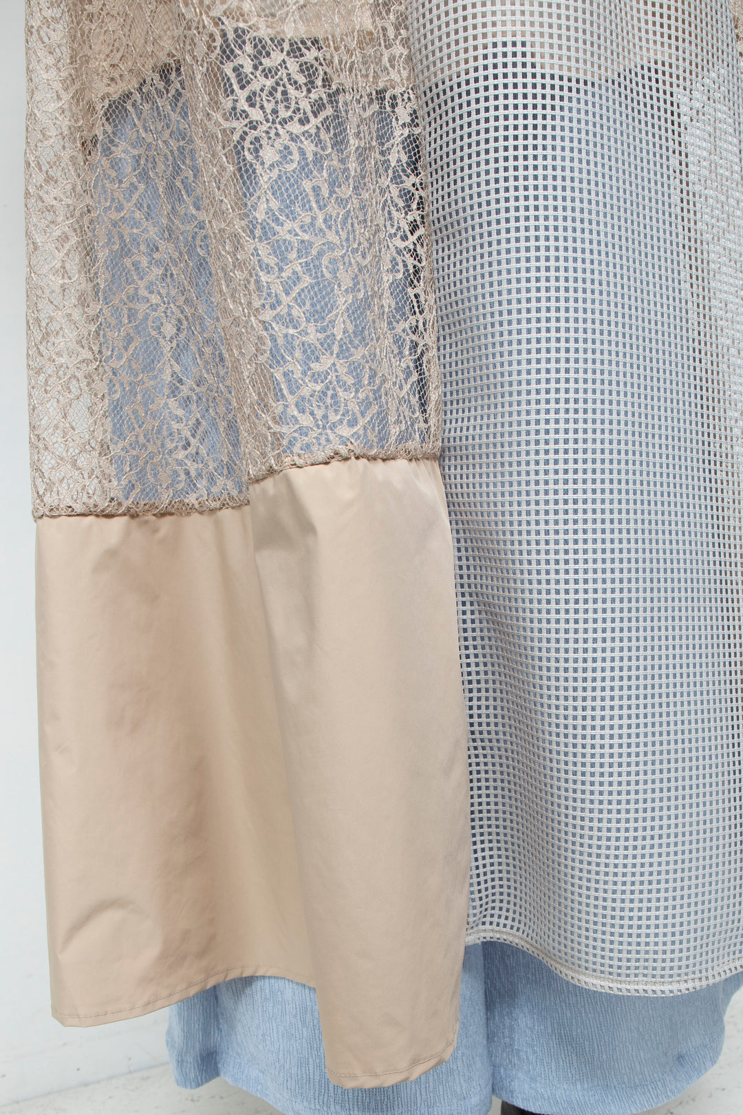 Lace Patchwork Dress Mist Beige