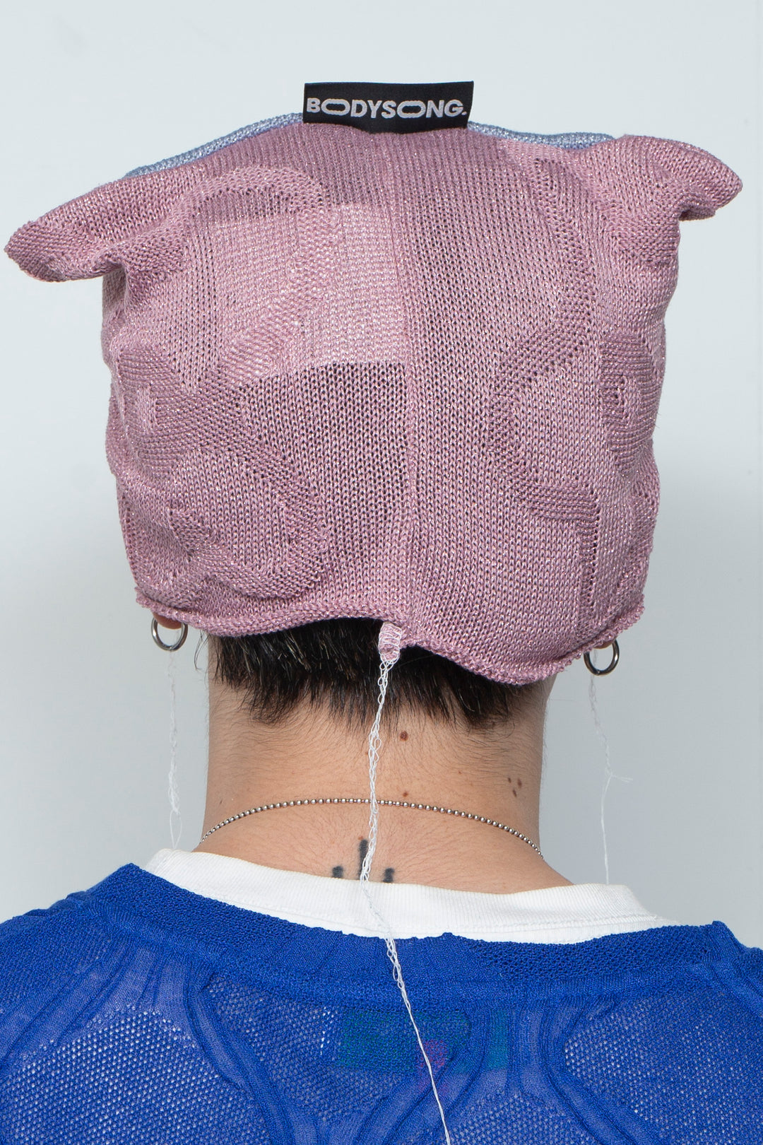 PATCHWORK FLORAL KNIT CAP BLUE