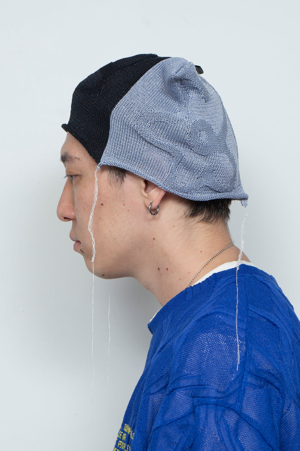 PATCHWORK FLORAL KNIT CAP BLACK