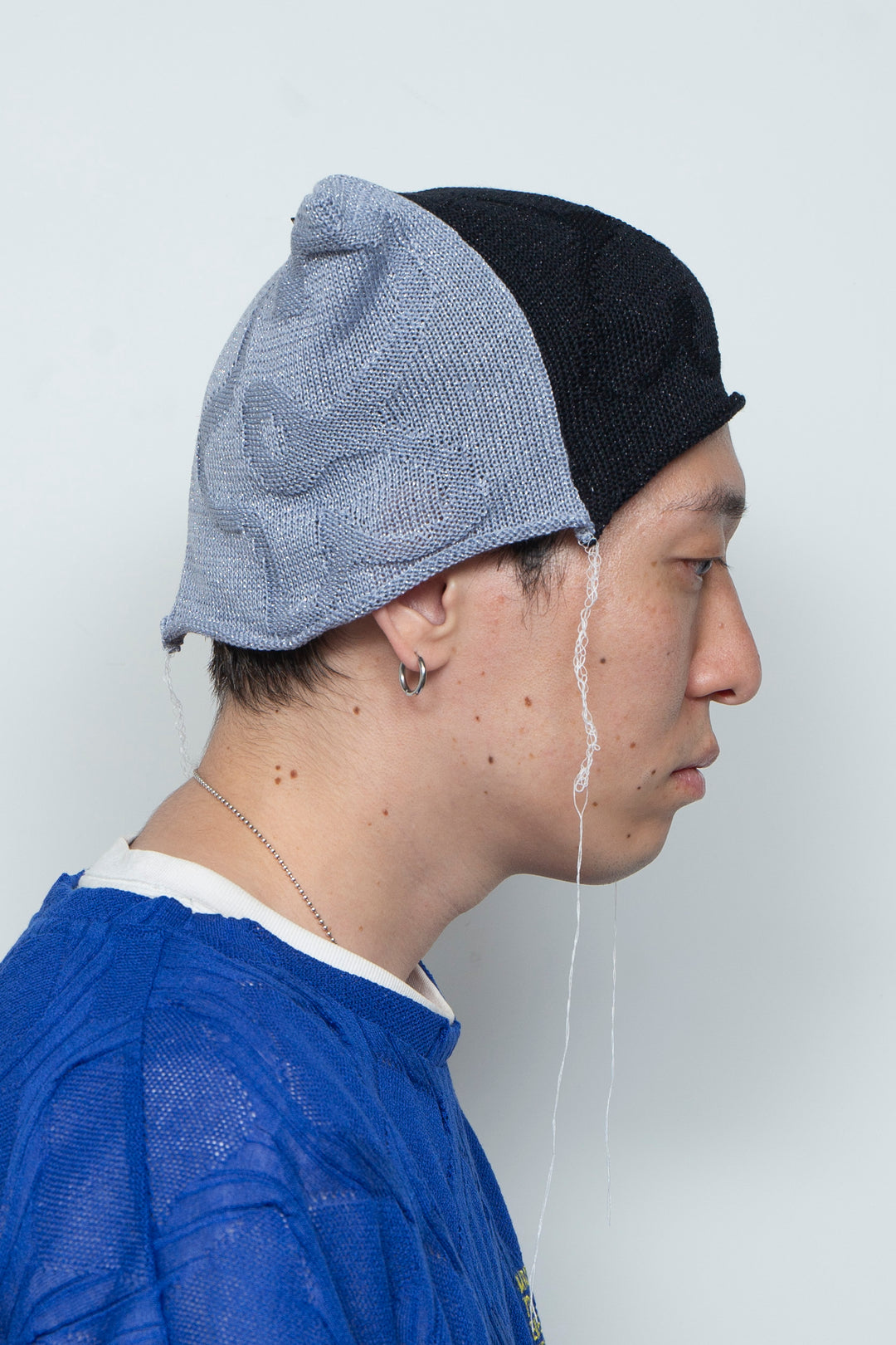 PATCHWORK FLORAL KNIT CAP BLACK