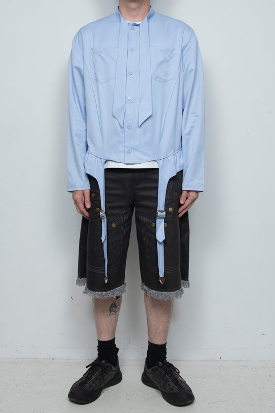 Blue suspender socks design bow tie shirt