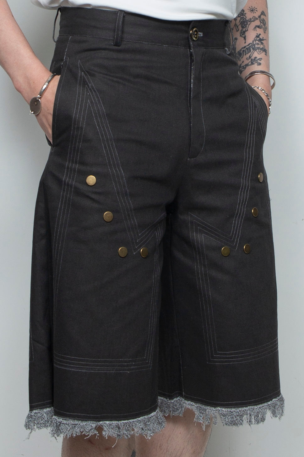 Workwear rivet rough edge shorts