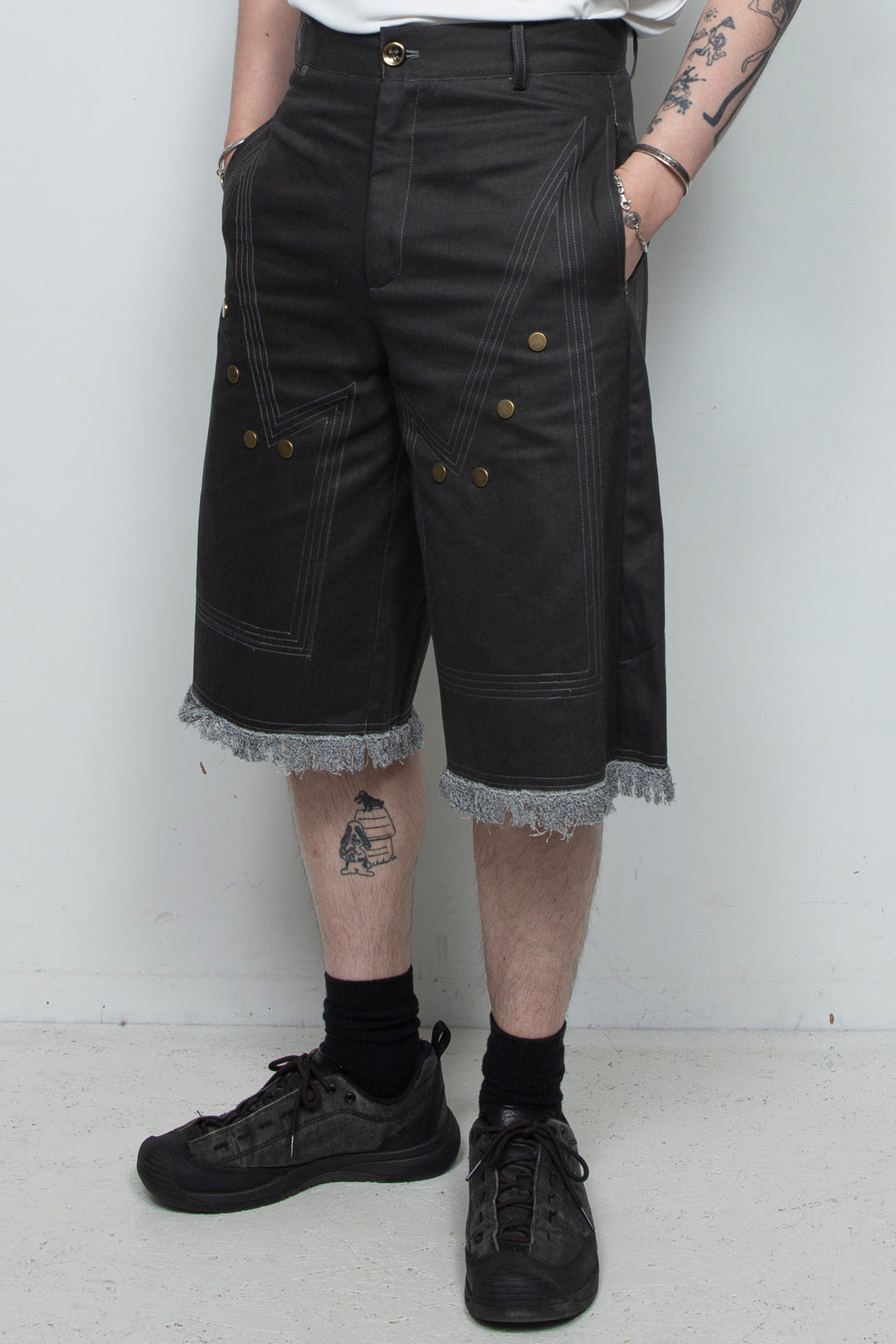 Workwear rivet rough edge shorts