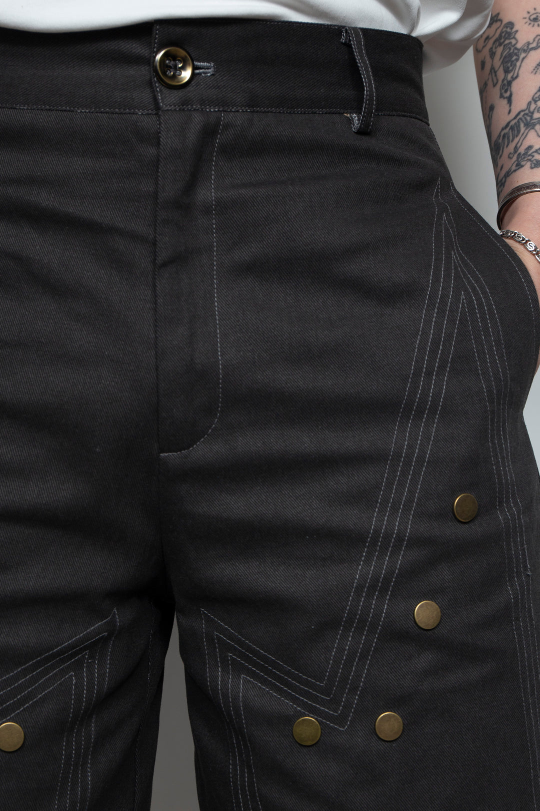 Workwear rivet rough edge shorts