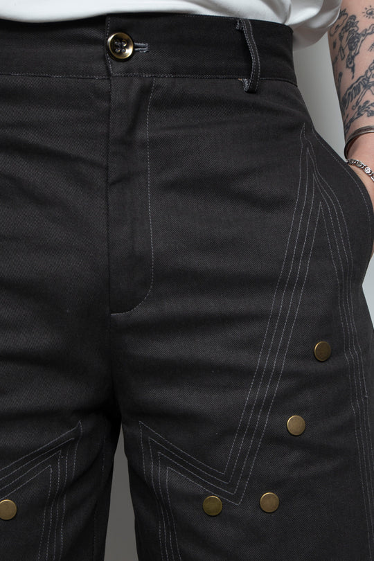 Workwear rivet rough edge shorts