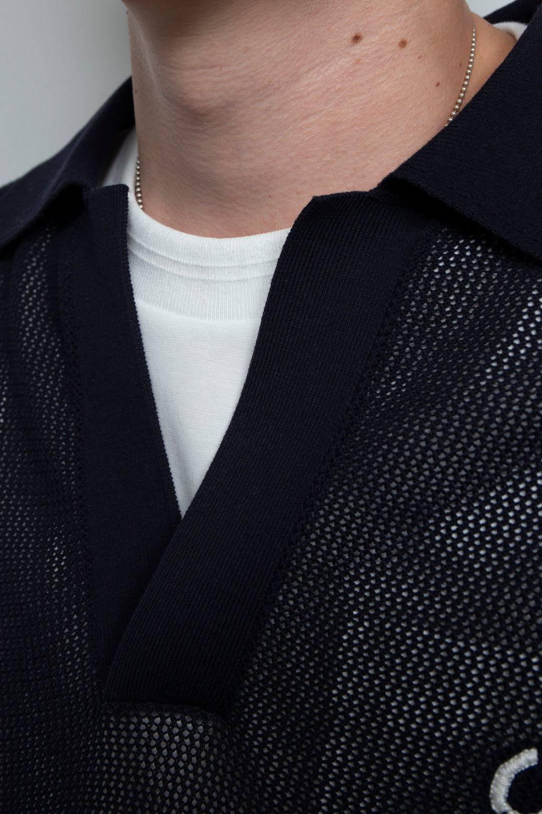 Hand-Embroidered Yomogi Cotton Cowgirl Knit Polo BLACK