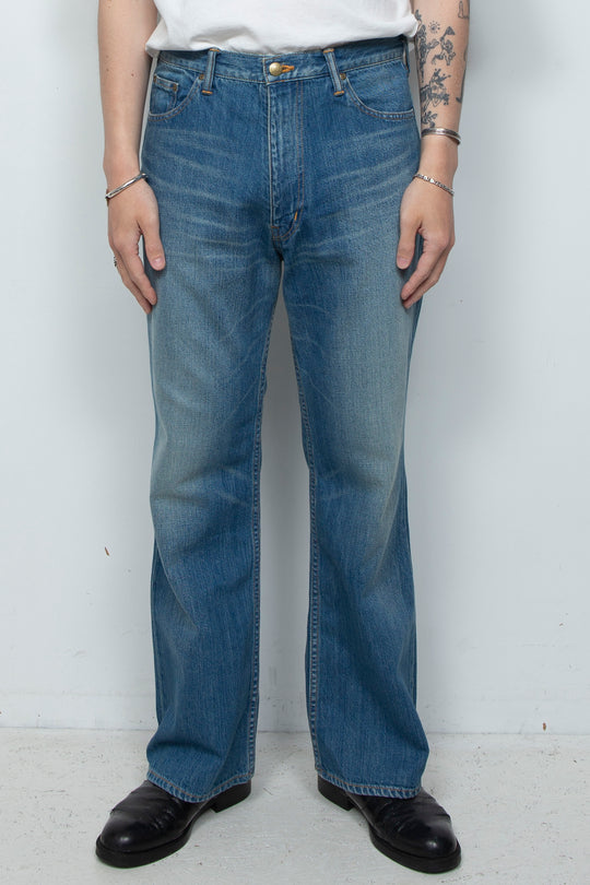 "BEN" New Shoe-cut by 11oz Selvedge Denim BLUE