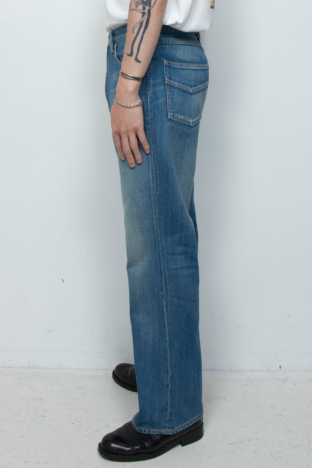 "BEN" New Shoe-cut by 11oz Selvedge Denim BLUE