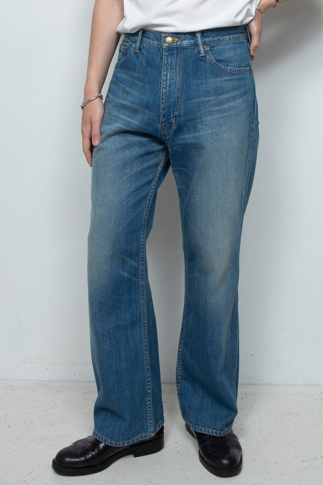 "BEN" New Shoe-cut by 11oz Selvedge Denim BLUE