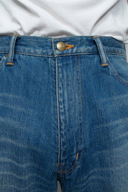 "BEN" New Shoe-cut by 11oz Selvedge Denim BLUE